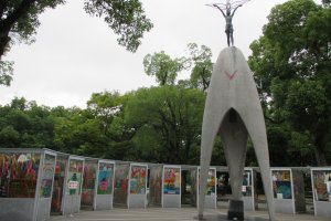 The Children&#39;s Peace Monument in honor of Sadako Sasaki and all the other child victims of the bomb. It&#39;s surrounded by paper cranes made by those touched by Sadako&#39;s&nbsp;story.