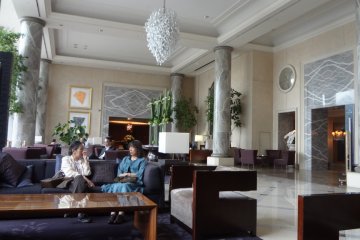 In the lobby of the Royal Park Hotel