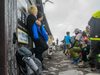 People taking a rest at hut 7