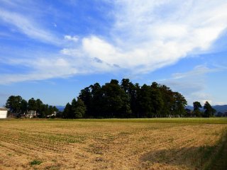 Chùa Anrakuji nằm trong một cánh đồng lúa, ở giữa hư không