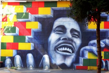 <p>Wall painting of Bob Marley</p>