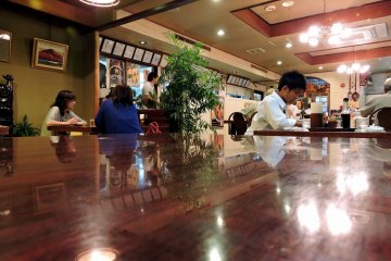 <p>Inside Europe-Ken; there are western table seats with chairs and also tables on a tatami-mat floor</p>