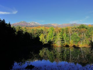 Ushidome-ike Pond is only a three-minute walk from the vacation village of Norikura Highlands