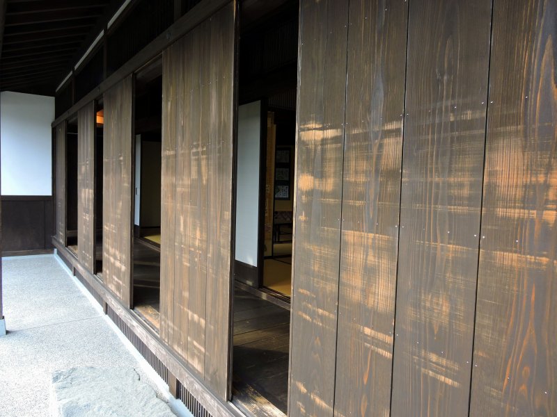 <p>Wooden sliding doors of the retreat</p>