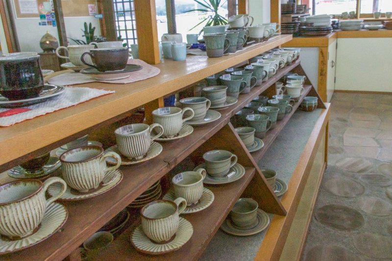 <p>Inside a Kasama&nbsp;pottery store</p>