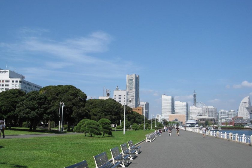 View of Minato Mirai from Yamashita Park.