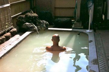 Private outdoor onsen at Fuji Hakone Guest House