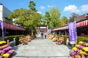The front entrance to the shrine is lined with souvenir shops.
