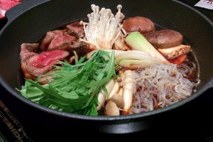 Sukiyaki with Kobe beef and vegetables