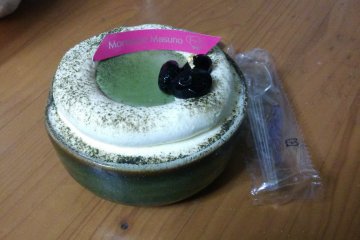 <p>Green tea tiramisu - in a ceramic dish you can keep to re-use</p>