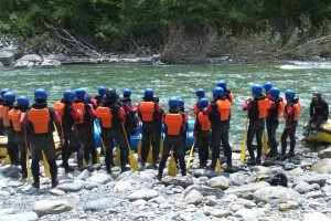 The safety briefing by the river