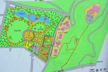 <p>Map of Fukui City Culture Park, which is located beside Osagoe Folk Village</p>