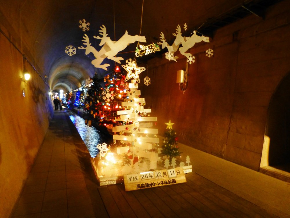 A different kind of Christmas display can be found in the Yusui Tunnel Park in Takamori