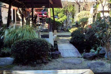 <p>A view into the garden from a first floor sitting area. The structure in the front left is a well.</p>