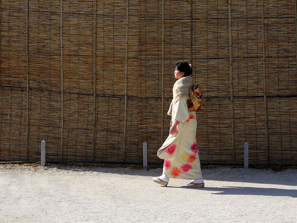 Много женщин в Киото на новый год одевают кимоно. Возможно они бесплатно пускают в метро если на вас надето кимоно!