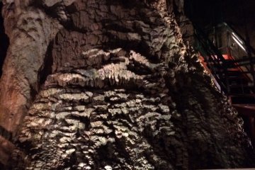 <p>Местами есть табличи с разъяснениями о сталактитовых пещерах. Это натек флоустон.</p>
