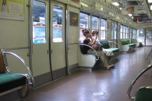 Interior of a Keihan train