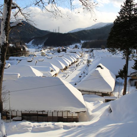Ouchi-juku ภายใต้หิมะ