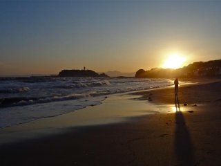 七里ケ浜の夕陽