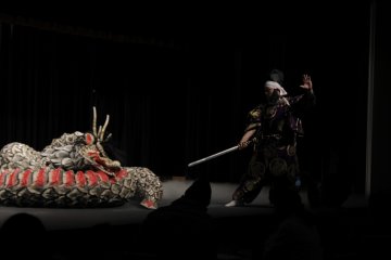 <p>Watching Kagura is a fun Japanese tradition. This is from The Legend of Yamata-no-Orichi.</p>