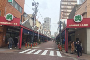 ถนนนิชินะกะ-โดะริ ในซึตคิชิมะ หรือเรียกกันว่า ถนนมอนจะ