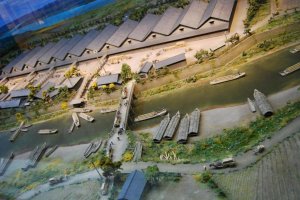 Display at the Shonai Rice Historical Museum. It shows the original setting of the warehouses.  