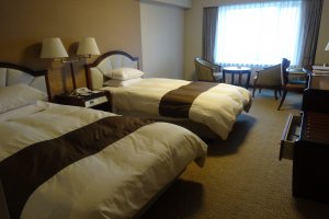 The twin rooms have more than enough space for the average traveler