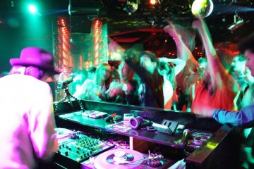 <p>Area around one of the DJ booths</p>