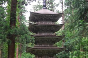 Famous Five-Story Pagoda at the bottom of the stone stairs.