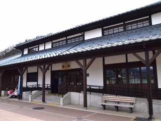 Retro-looking Katsuyama Station of Echizen Railways. It was originally built in 1914, and was designated as Tangible Cultural Properties of Japan in 2004. The current building was renovated in 2013.