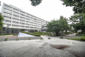 <p>The front facade of the Research/Administrative Building. The exhibition area spans the ground floor of this building.&nbsp;</p>
