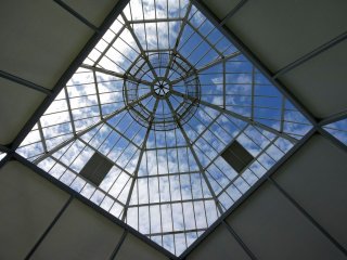 Inside the glass dome