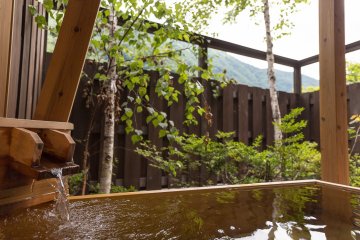 <p>A Private onsen overlooking a small garden in one of the guest rooms</p>