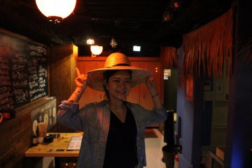 <p>Try on the straw hat and sandals if you are in the mood</p>
