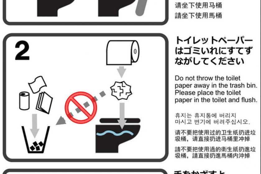Quioto introduz sinais explicativos nas casa de banho em 4 línguas para combater problemas de mau odor