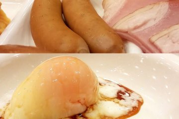<p>This was part of my all-you-can-eat breakfast. There&#39;s plenty of choices including the famous &quot;onsen tamago&quot; which is a soft boiled egg, and you can eat as many as you want.&nbsp;</p>