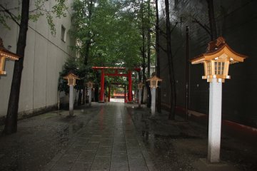 <p>Дорожка к храму с фонарями</p>