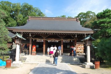 <p>The main worship hall at Shoin Jinja</p>