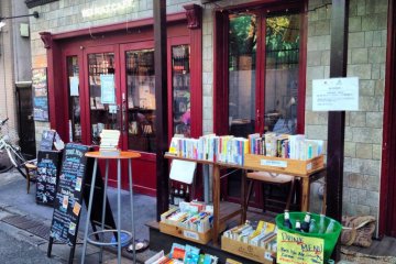 Heimat Cafe's book garage sale set up outside
