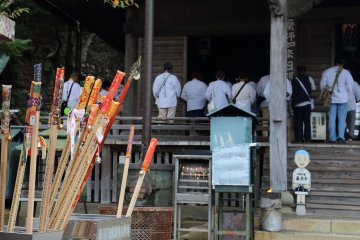 <p>Pilgrims have Kongotsue (walking sticks) thought to be incarnation of the famous priest Kukai</p>