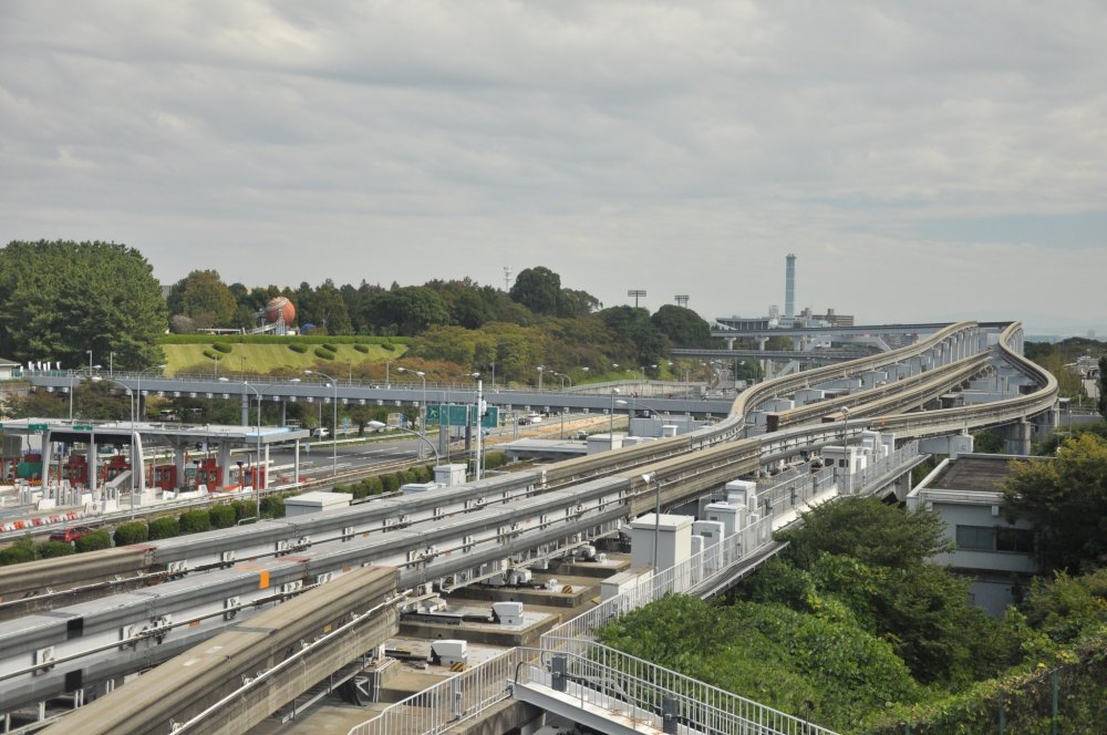 Two monorail lines take people from Osaka to the entrance of the park
