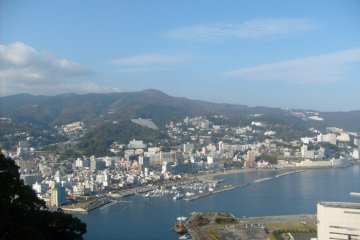 <p>A view back over the town from the top of the ropeway</p>