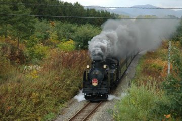 Steam Locomotive Niseko at full steam near Kutchan