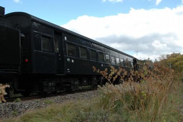 One of the antique carriages on Steam Locomotive Niseko