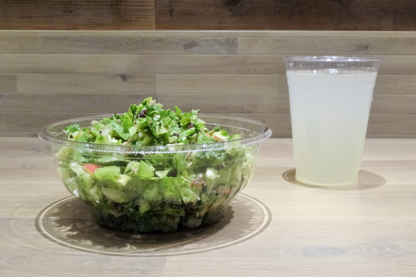 A salad and a homemade lemonade make for a filling lunch
