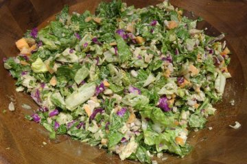 <p>The Cal-Mex salad, with greens and grilled chicken drizzled with honey vinaigrette</p>
