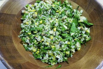 <p>The Farm Bowl, with wild rice, snap peas and grilled corn amongst other ingredients</p>
