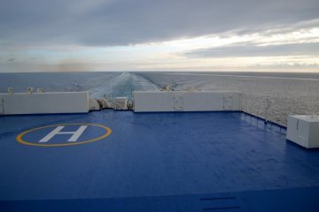 Another view from the rear deck, where passengers are welcome to relax in the open air