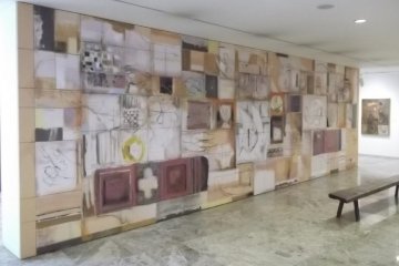 <p>The long mural at the end of the first floor</p>