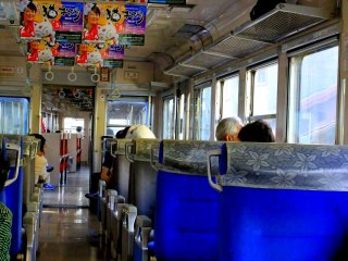 The train may look a bit old-fashioned from the outside, but it sure has a neat, colorful and nice interior